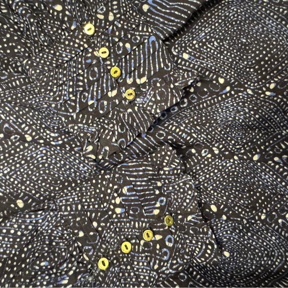 Ulla Johnson Sigrid Blouse In Indigo Diamond Size 0 Boho Puff Sleeve NWOT - Picture 10 of 13